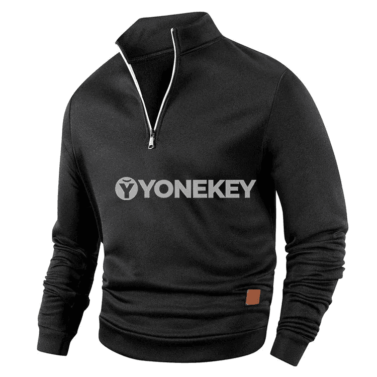 Erkekler üçin ýyly, ýarym fermuarly uzyn ýeňli sport sweatshirt