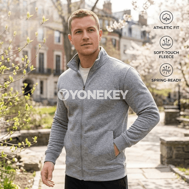 Erkekler üçin fermuarly sport jaket — ýeňil, ýyly, uzyn ýeňli