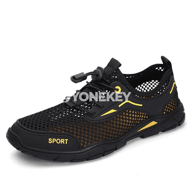 Howa geçiriji mesh erkek sport we gezelenç köwüşleri, ýeňil ýazky model