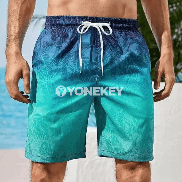 Erkek‑aýal üçin çalt guradyjy tomus şorty, plýaž üçin ýeňil model
