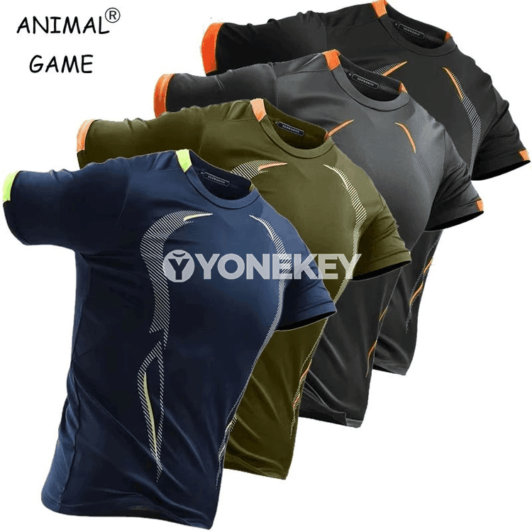 Erkekler üçin ýeňil, çalt guradýan sport futbolkasy