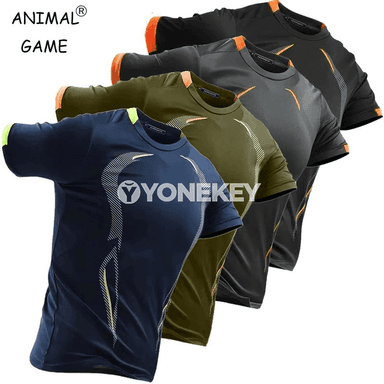 Erkekler üçin ýeňil, çalt guradýan sport futbolkasy