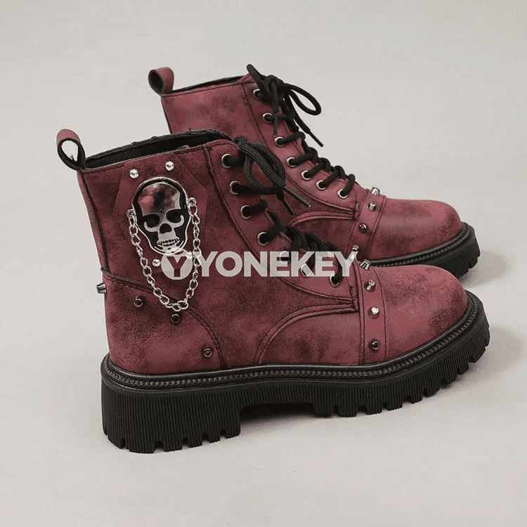 Zenanlar üçin metal zynjyrly platformaly retro gyş bootileri