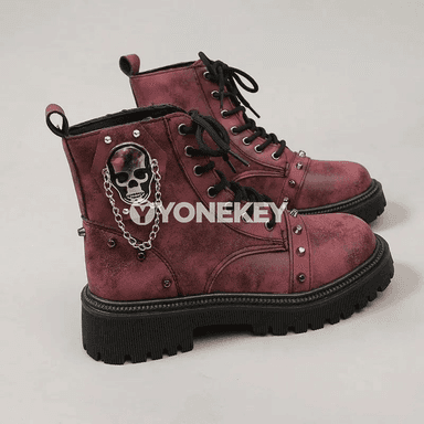 Zenanlar üçin metal zynjyrly platformaly retro gyş bootileri