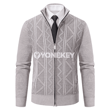 Erkekler üçin ýyly trikotaž kardigan, güýz-gyş göni boýunly jaket