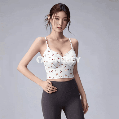 Aýallar üçin çaply yoga sport bras, ýerleşdirilen käseler bilen