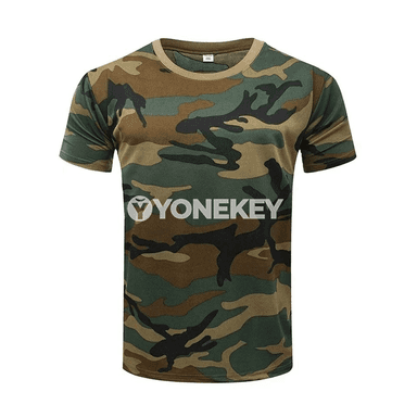 Erkekler üçin 3D kamuflýaj sport futbolkasy, çalt gurýan, gysga ýeňli