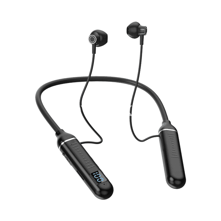 Bluetooth 5.3 boýunda asylýan simsiz nauşnik, LED ekranly, magnitli