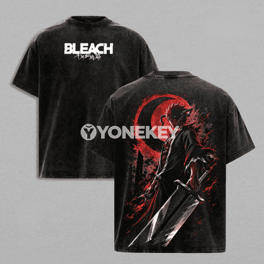 BLEACH anime erkek futbolka, vintage stilli 100% pagta, giň kesim tee