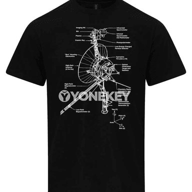 Voyager Space Probe erkek futbolkasy, NASA stilindäki gysga ýeňli
