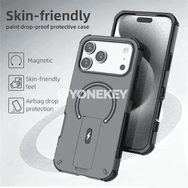 iPhone üçin luks magnitli berk gaby, bukulýan stendli