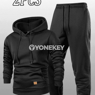 Erkekler üçin ýeňil, dem alyşly 2 bölek sport kostýumy, kapşonly