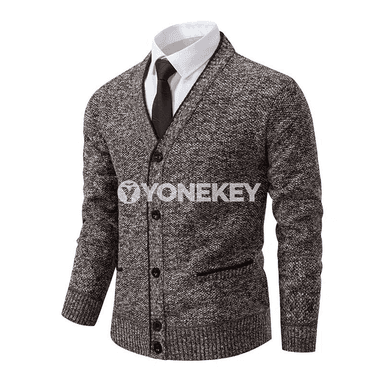 Erkekler üçin V boýunly trikotaž kardigan, güýz-gyş switer jaket
