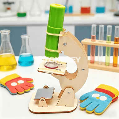 Çagalar üçin DIY mikroskop modeli, ylmy okuw oýunjagy