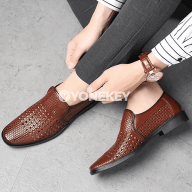 Erkekler üçin tomuslaýyn dem alýan deri loafers aýakgaplar