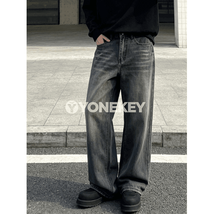 Erkekler üçin giň kesimli denim jynsy balaklar, şäher stili