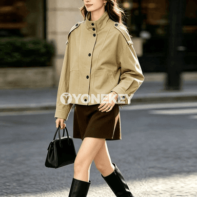 Aýal-gyzlar üçin khaki oversize ýaz-güýz kurtka