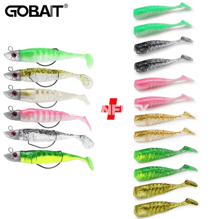 3 sany ýumşak balyk tutyş emeli, metal jig başly, 10cm / 13cm