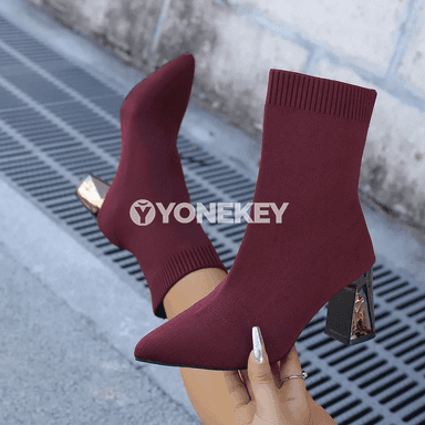 Aýal üçin ýokary ökçeli ýyly kuzowkalar, elastik, gündelik stil