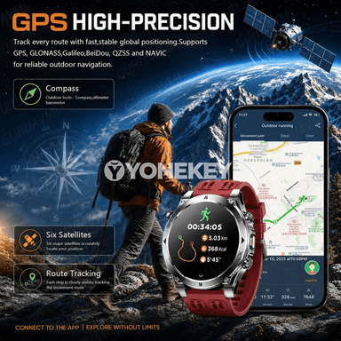 GUHUAVMI M70 GPS akylly sagat, 10ATM suw geçirmeýän, 1.7" AMOLED