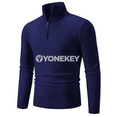 Erkekler üçin ýyly switer, ýarym ýapylýan zipperli, ýokary boýunly