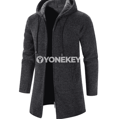 Erkekler üçin ýyly zipli kapşonly oversize sweatshirt-kurtka