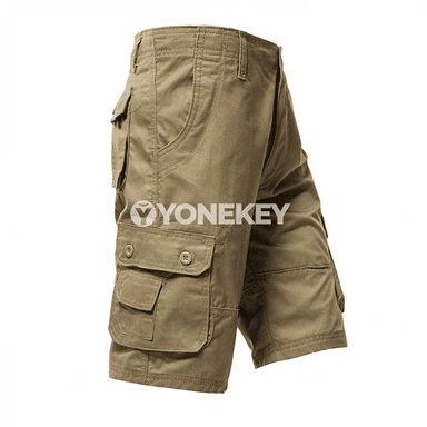 Erkekler üçin giň jübi ly cargo şortikler, tomusky, KHAKI we ýaşyl