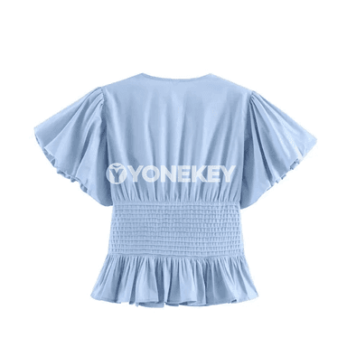 Zenanlar üçin ýazky ýeňli bluzka, ýeňil we elegan stil