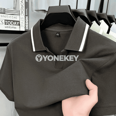 Erkekler üçin polo futbolka, gysga ýeňli, gündelik ýaz‑tomus modeli