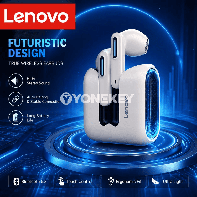 Lenovo EA189 Bluetooth 5.4 simsiz gulakçyklary, LED gaply sport nauşnikler