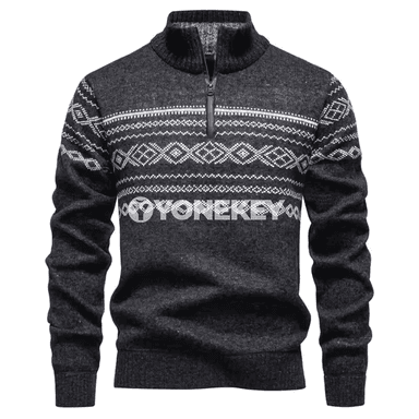 Erkekler üçin ýarym fermuarly ýyly örme pulower