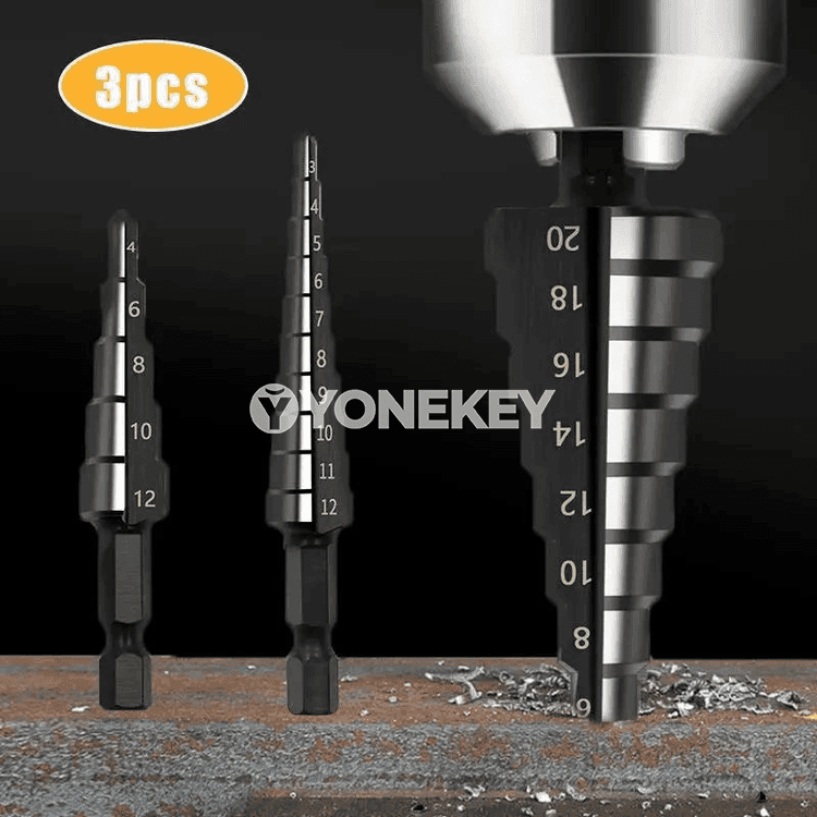3 bölek HSS basgançak buraw uçlar toplumy, 3-12 mm we 4-20 mm