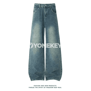 Erkekler üçin açyk gök giň kesimli gündelik denim balaklar