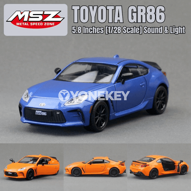 Toyota GR86 1:28 metal sport awtoulag modeli, sesli-çyraly