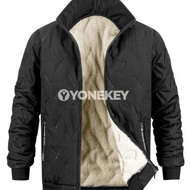Erkekler üçin ýyly, zipli, ýüňli gyş kurtkasy