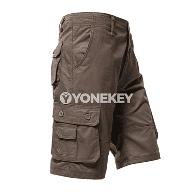 Erkekler üçin giň jübi ly cargo şortikler, tomusky, KHAKI we ýaşyl