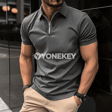 Erkekler üçin zipperli polo futbolka — tomusky rahat model