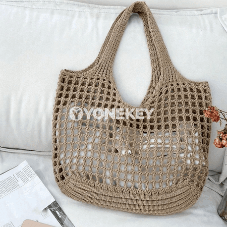 Zenanlar üçin örülen açyk large tote sumka, tomuslyk egin sumkasy