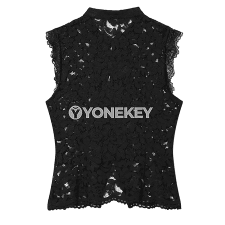Zenanlar üçin ýeňsiz dantelli slim top, ýazky gündelik stil