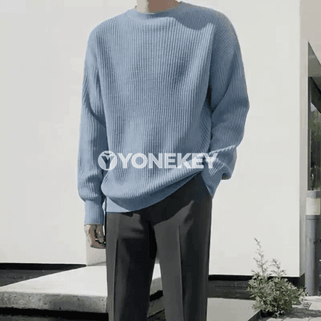 Erkekler üçin ýyly örme switer, giň kesimli, güýz-gyş modeli