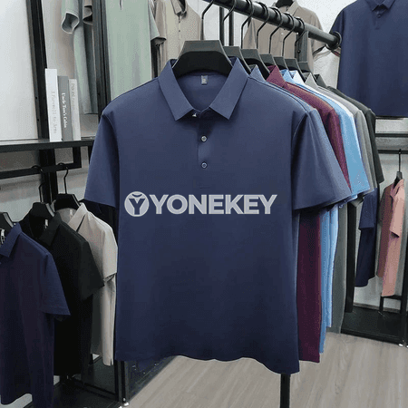 Erkekler üçin bir reňkli ýeňil polo köýnek, dem alýan, gündelik we iş üçin