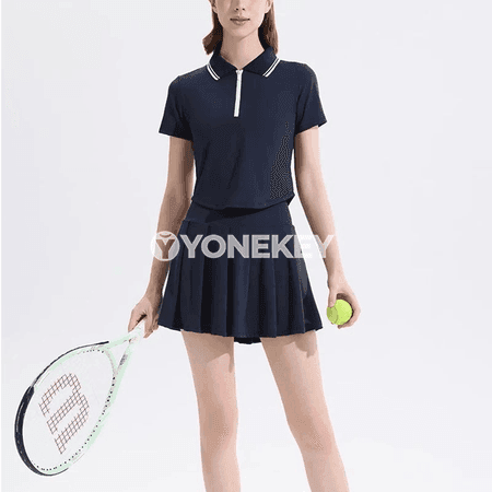 Aýallar üçin 2 bölek sport toplumy, polo stilindäki streçli forma