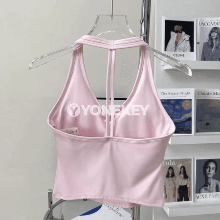Zenanlar üçin dem alýan sport bra, arka açyk ýoga top