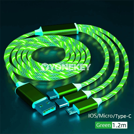NNBILI 3-in-1 ýagty LED zarýad kabeli, çalt zarýad beriji
