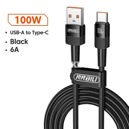 NNBILI 100W USB-C çalt zarýad kabeli, 1m/2m