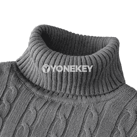Erkekler üçin gyş ýyly turtlenek jumper, trikotaž switer