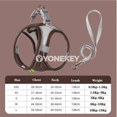 Küçük itler we pişikler üçin sazlap bolýan ýelekli harness we guşak toplumy