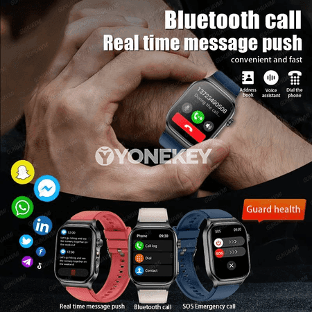 GUHUAVMI TK18 saglyk akylly sagat, ECG+PPG, Bluetooth jaňly