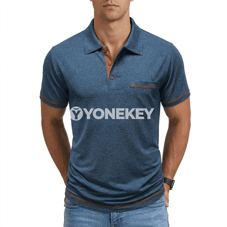 Erkekler üçin ýeňil sport polo futbolkasy, gysga ýeňli