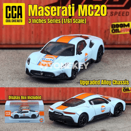 CCA Maserati MC20 1:61 metal model awtoulag, görkezme guty bilen